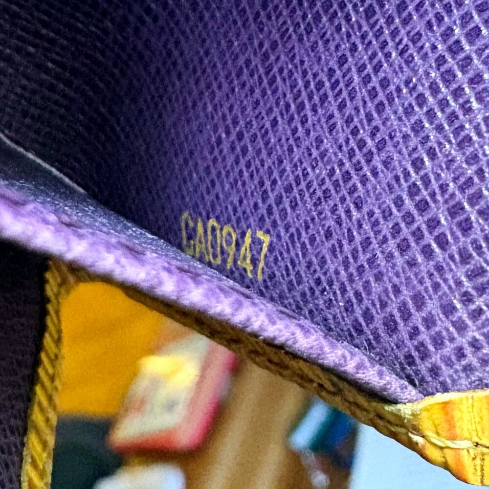 90s Vintage LV Yellow Epi + Purple Taiga Leather SLG 3-way Bundle - Picture 15 of 15